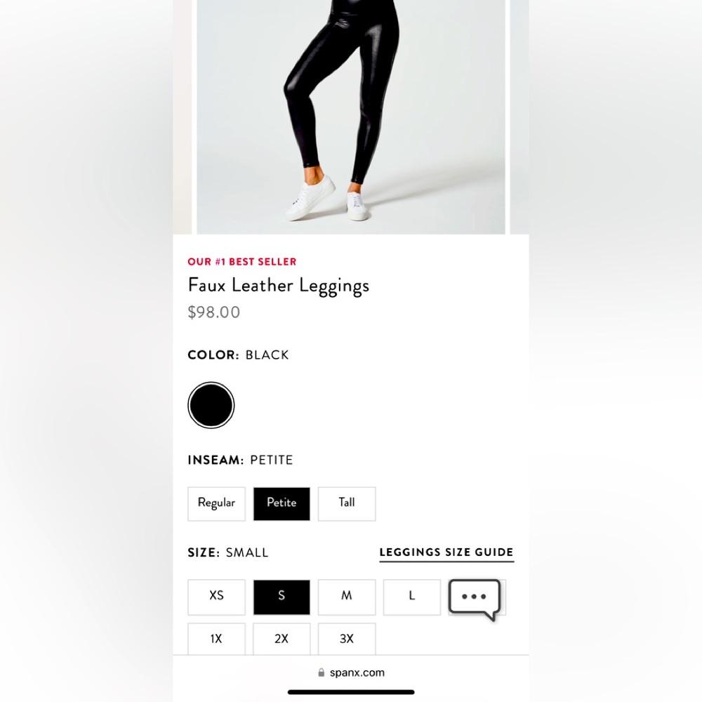 SPANX faux leather leggings. NEW! Perfect Condition! Small petite.